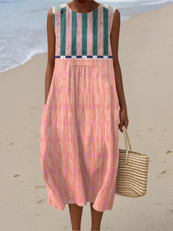 Addison | Striped Pastel Midi Dress