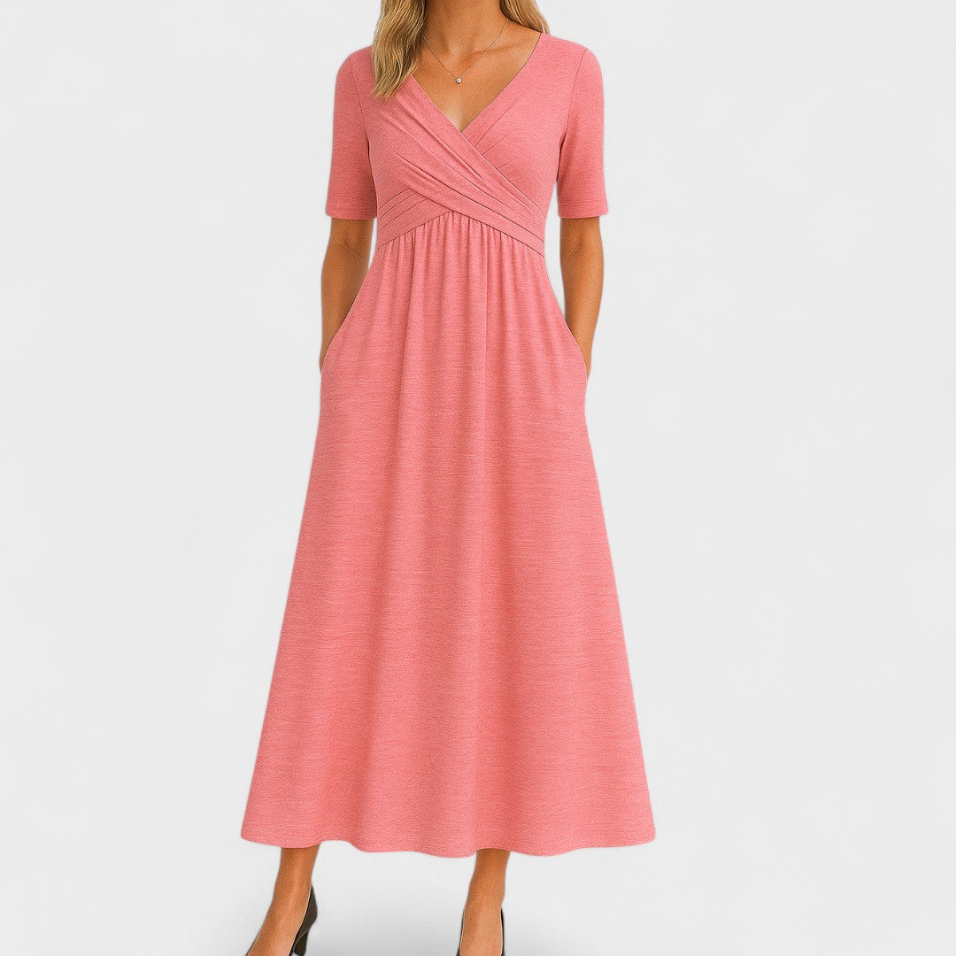 ALEXANDRA | PLEATED WRAP MIDI DRESS