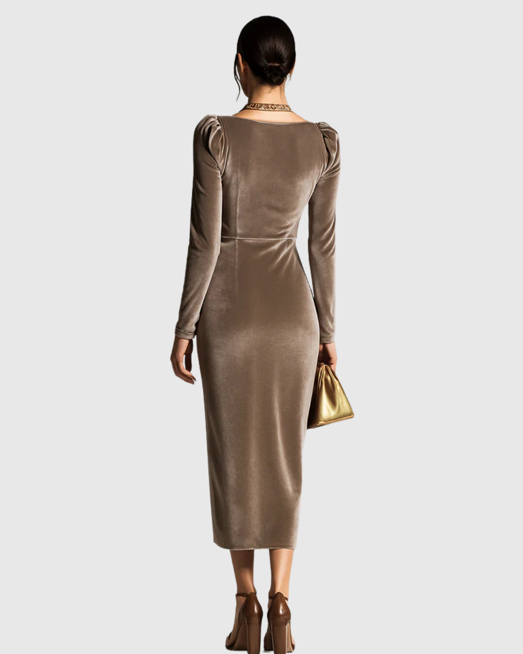 ADELINE | VELVET DRAPED MIDI DRESS