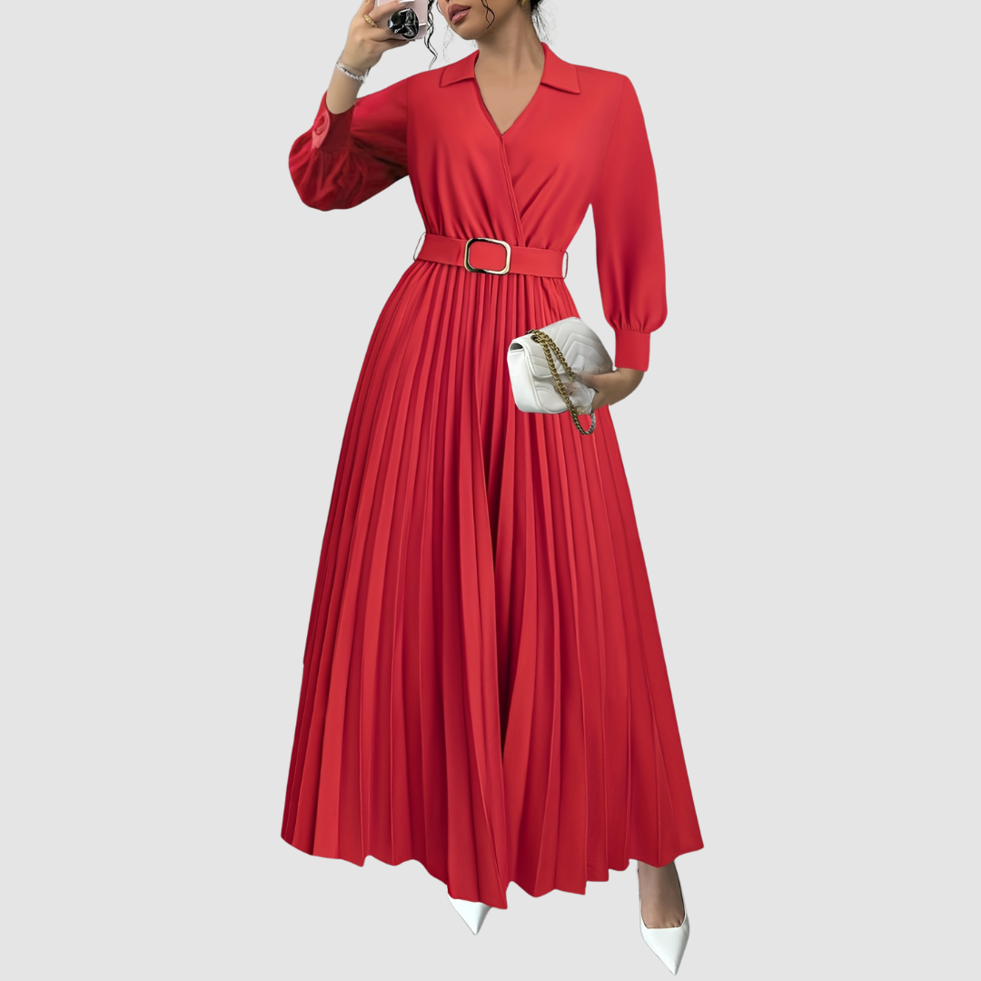 ALICIA | BELTED PLEATED DRESS