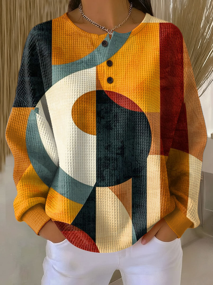 Lærke | Geometric Pattern Waffle Shirt