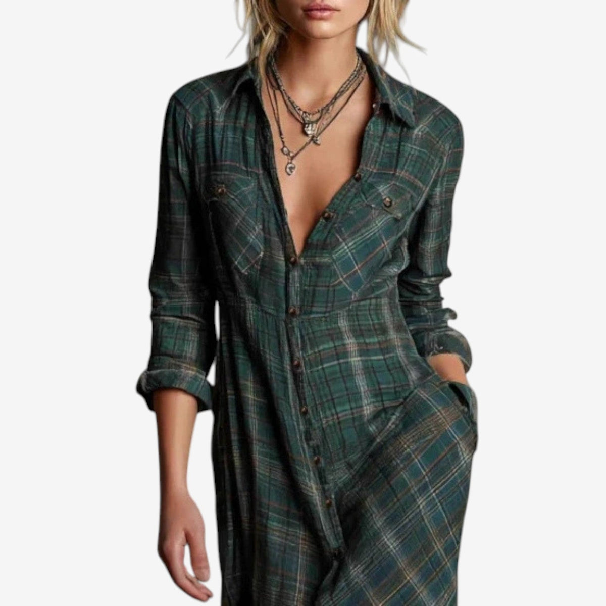 LENORA | TARTAN MAXI DRESS