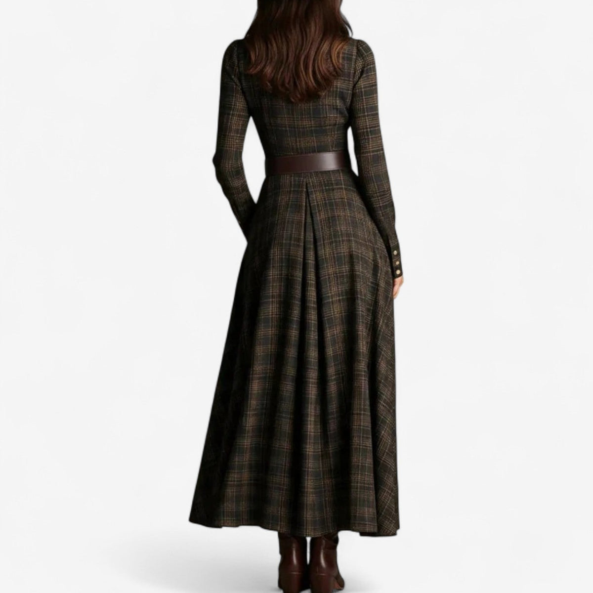 ARLETTE | BELTED PLAID DRESS