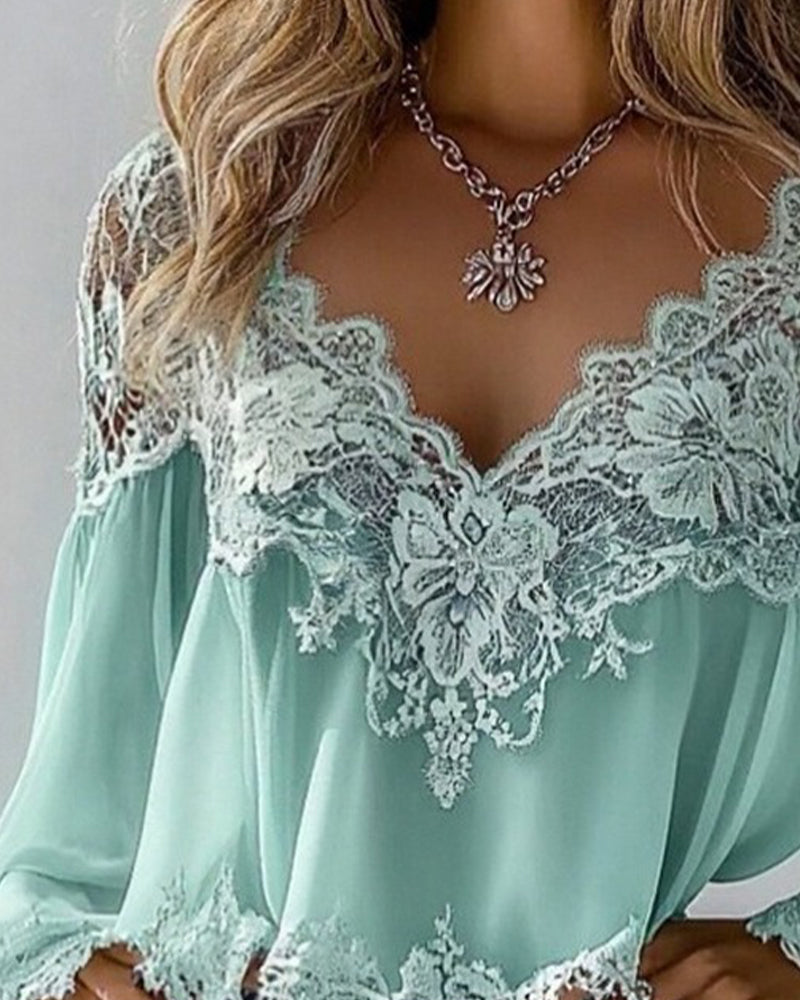 Mia | Patchwork Long Sleeve Blouse