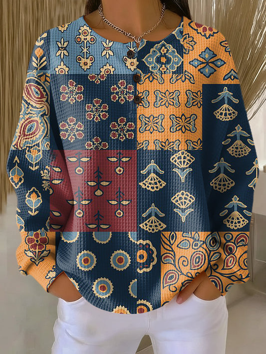 Anika | Ethnic Checked Flower Shirt