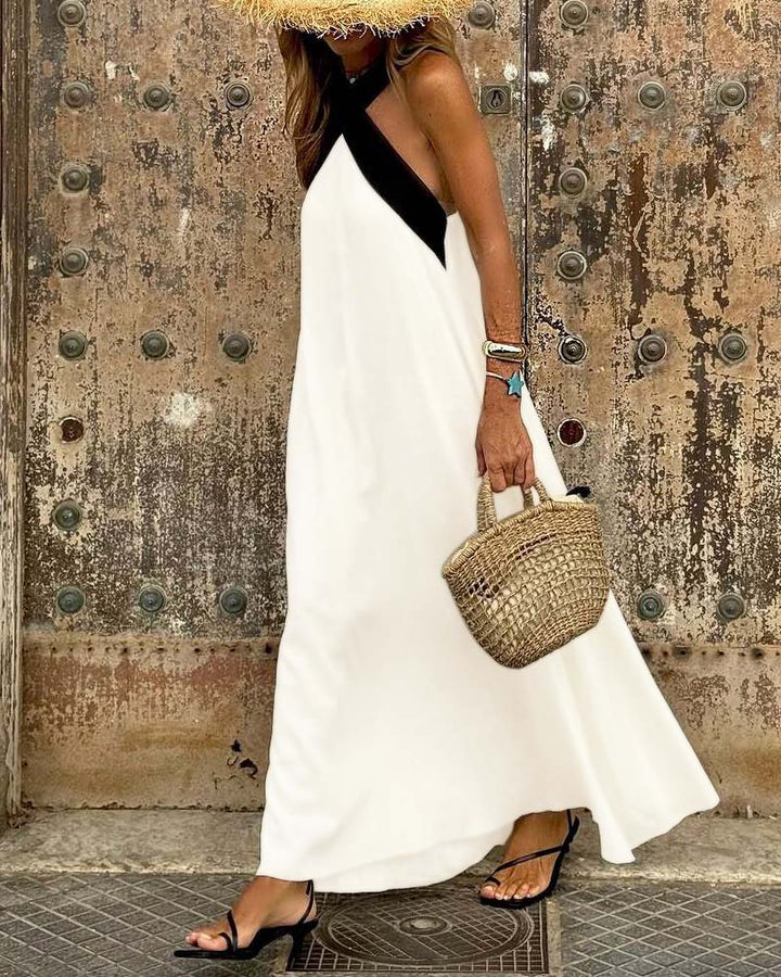 HALINA | CROSSOVER NECKLINE DRESS