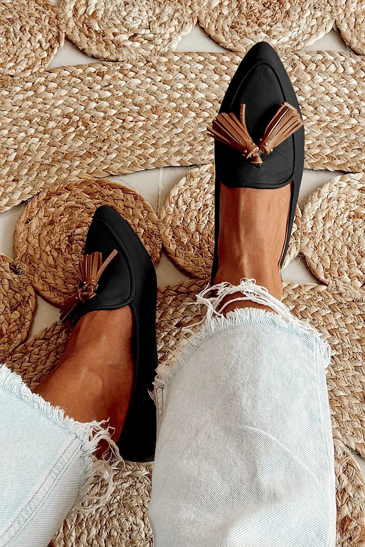 MILA | POINTED LOAFERS WITH TASSEL