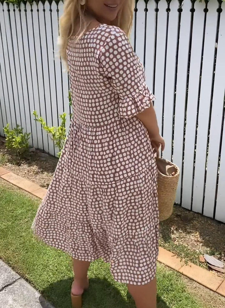 Soleil | Sable Short-Sleeve Midi Dress