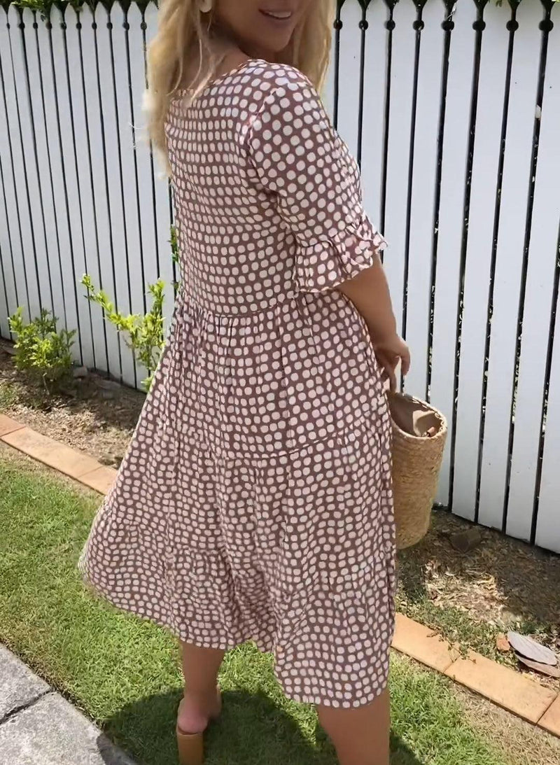 Soleil | Sable Short-Sleeve Midi Dress