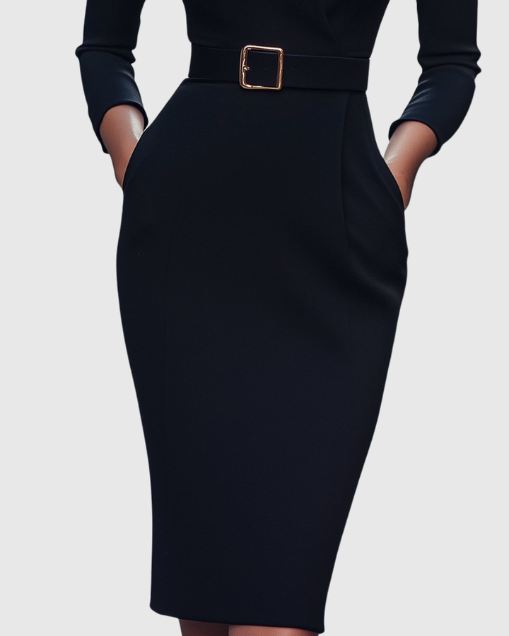 CLARA | BELTED PENCIL MIDI DRESS