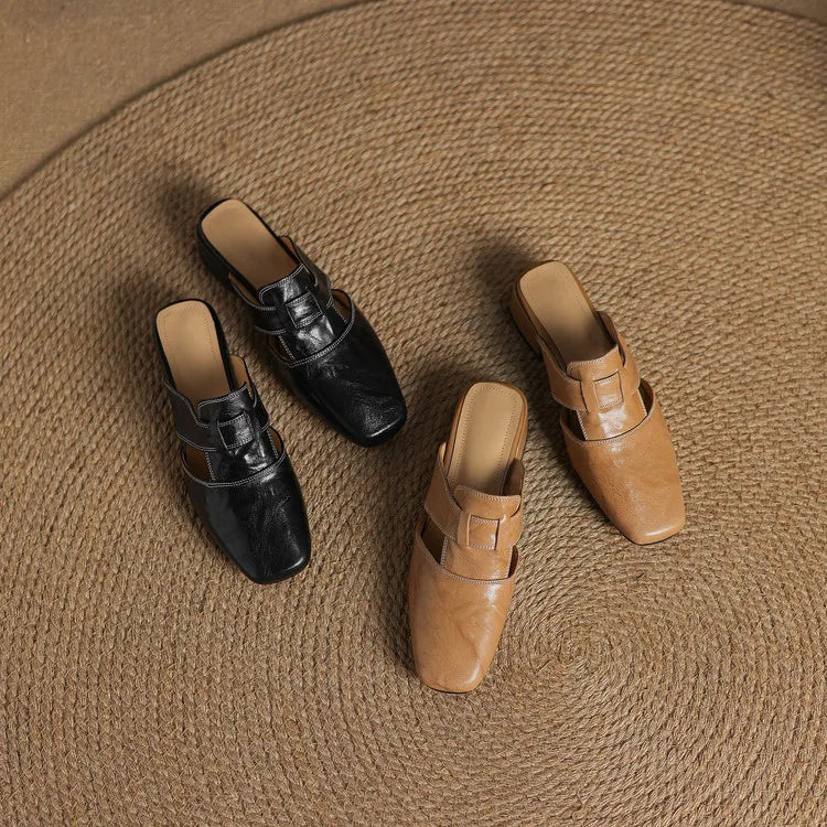 Anna Genuine Leather Mules