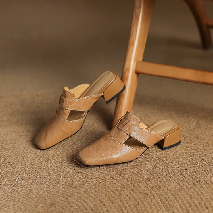 Anna Genuine Leather Mules
