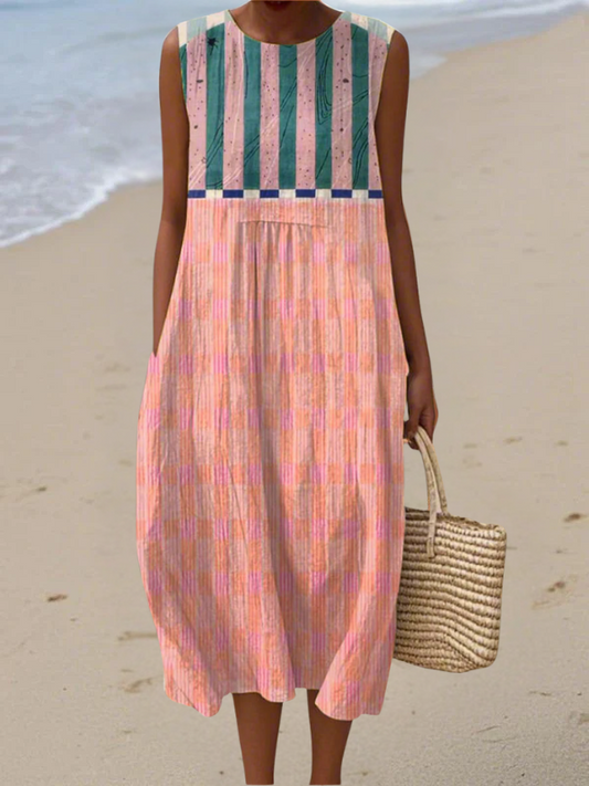 Addison | Striped Pastel Midi Dress