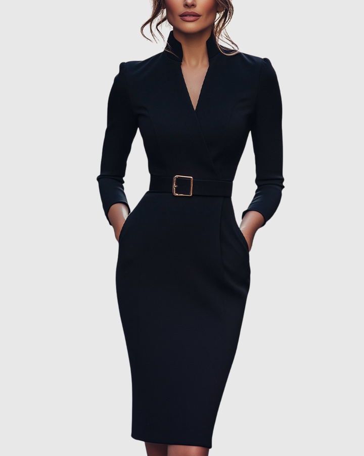CLARA | BELTED PENCIL MIDI DRESS