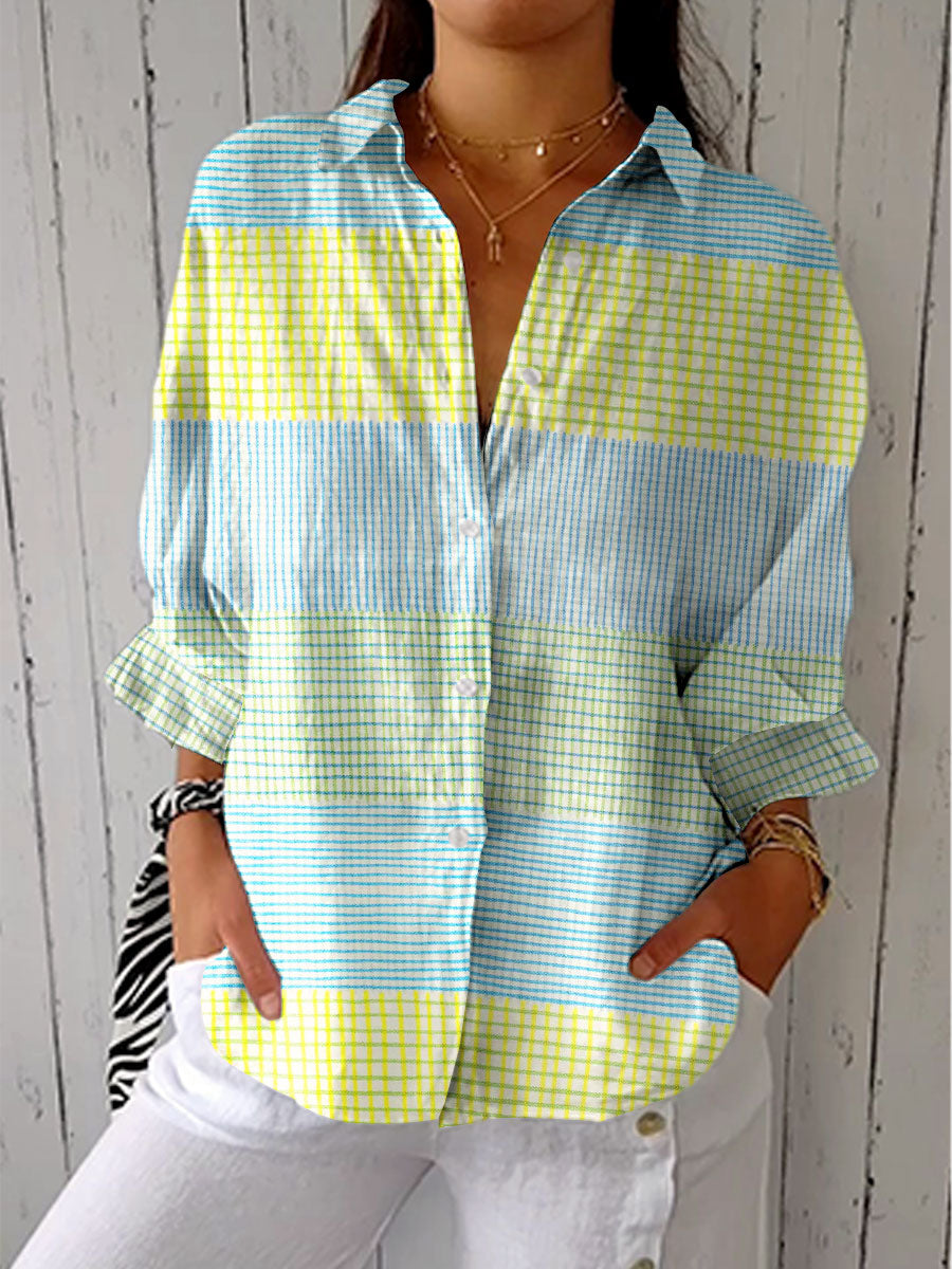 Tessa | Pastel Grid Blouse