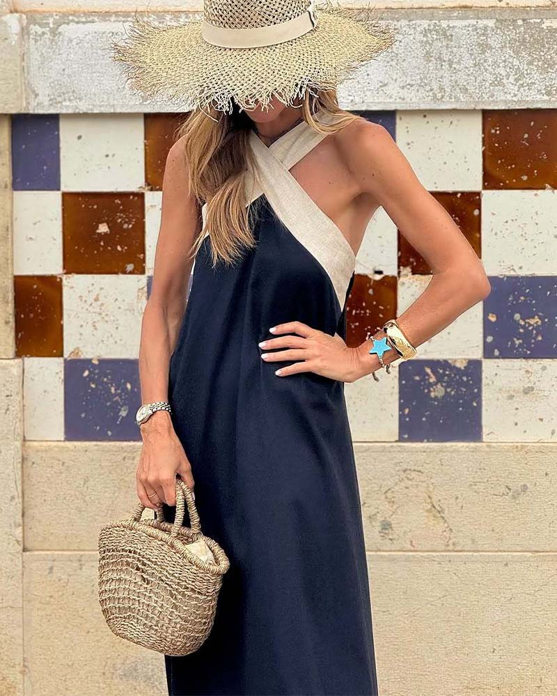 HALINA | CROSSOVER NECKLINE DRESS