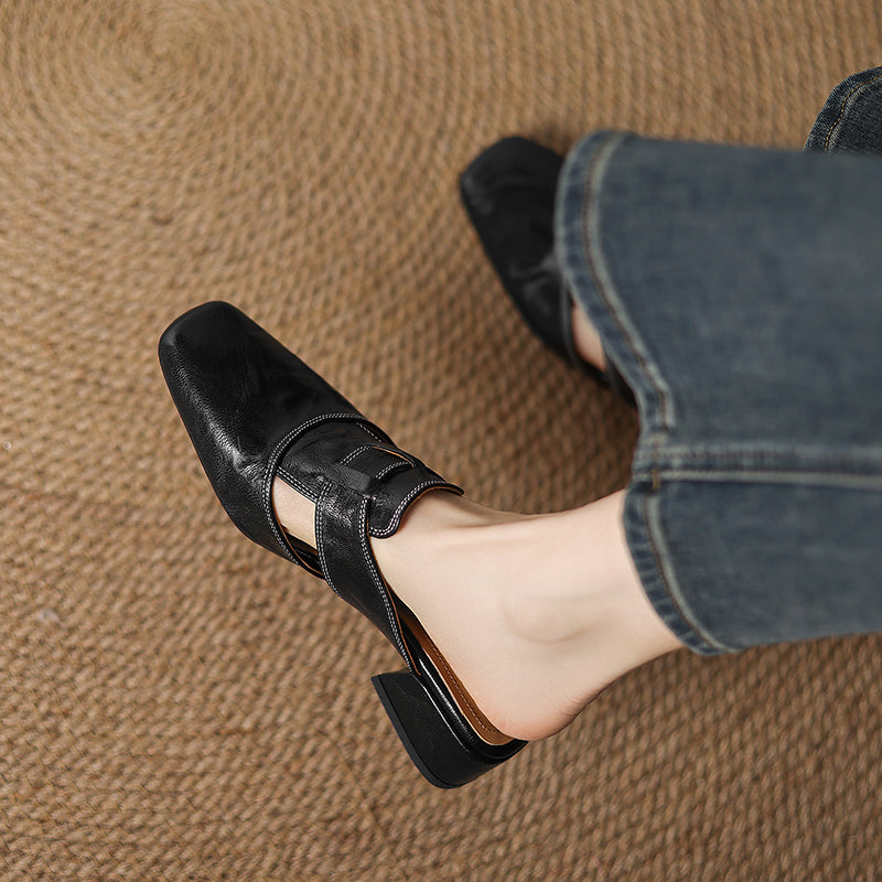 Anna Genuine Leather Mules