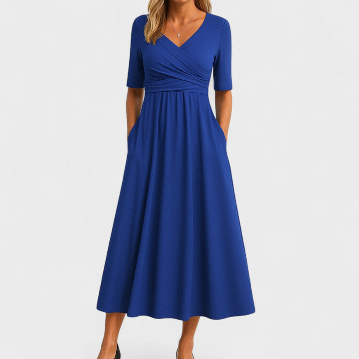 ALEXANDRA | PLEATED WRAP MIDI DRESS