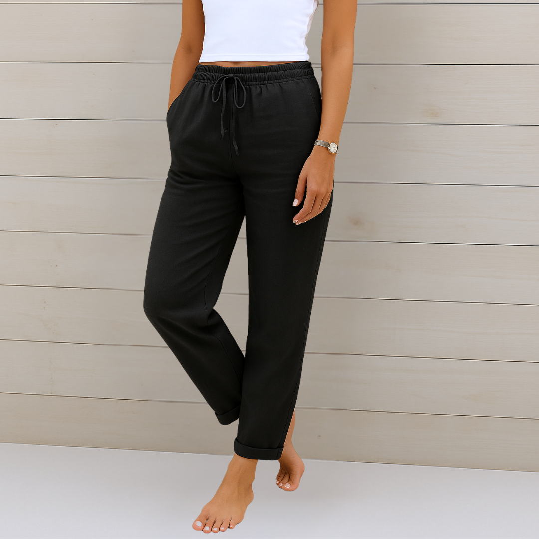 Delilah | Drawstring Relaxed Linen Trousers