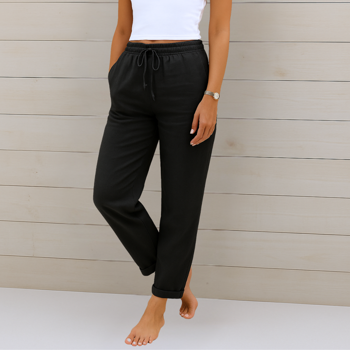 Delilah | Drawstring Relaxed Linen Trousers