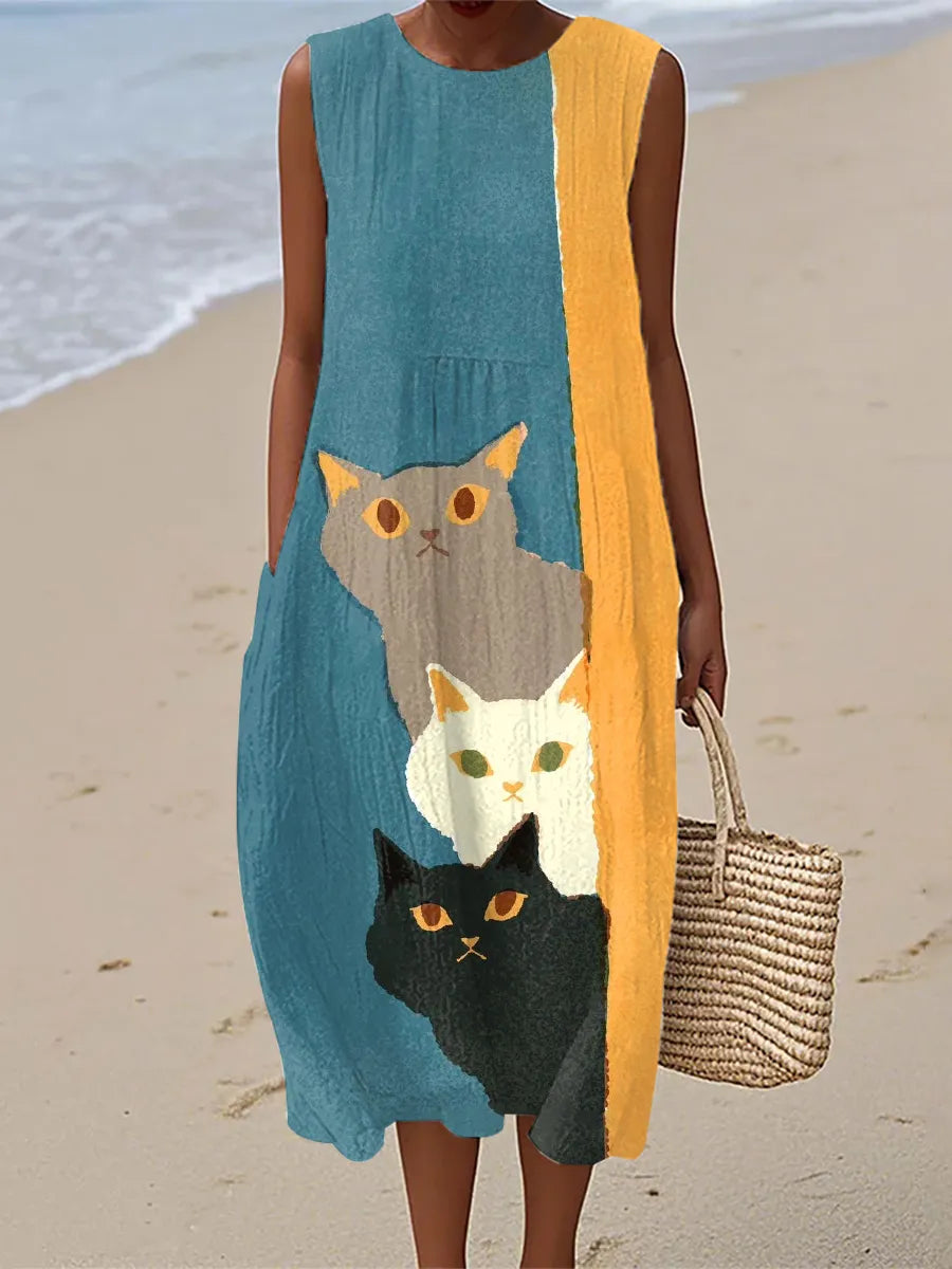 Nora | Funny Cats Art Print Vintage Dress