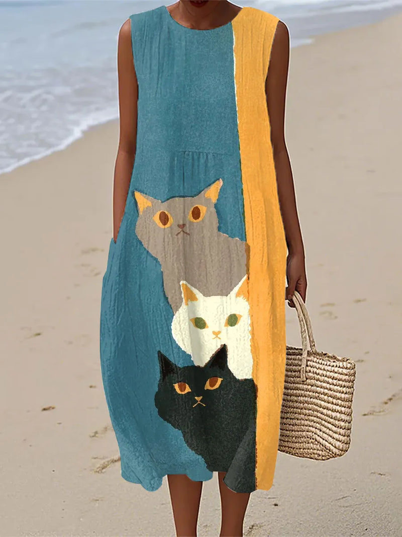Nora | Funny Cats Art Print Vintage Dress