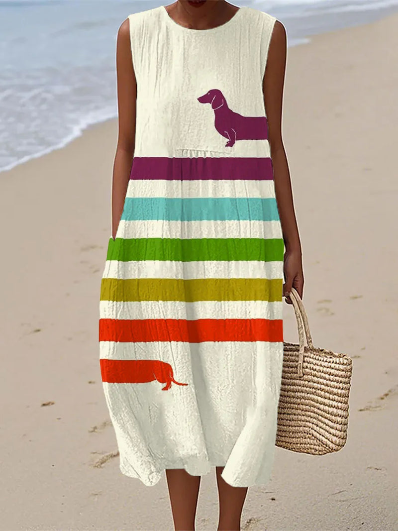 Leah | Dachshund Art Print Midi Dress