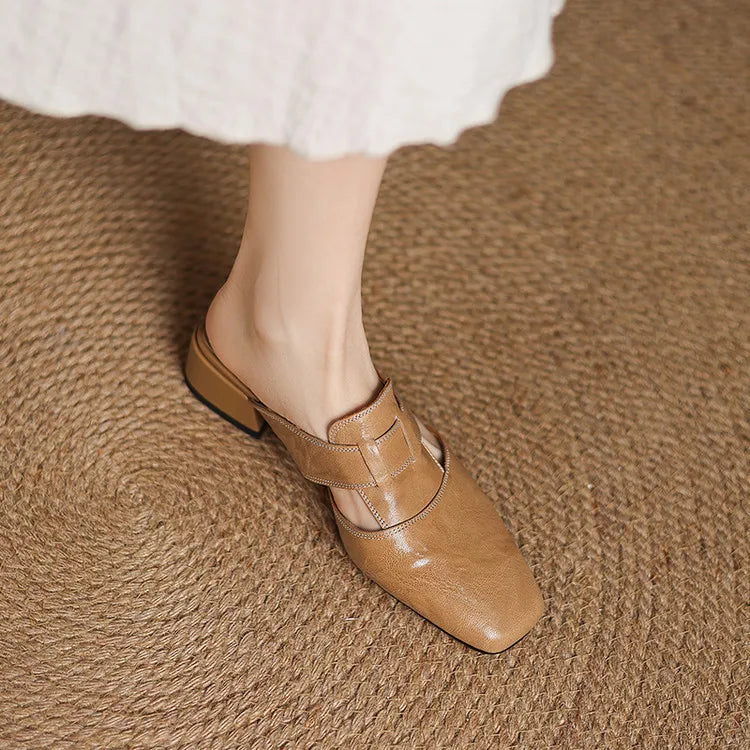 Anna Genuine Leather Mules