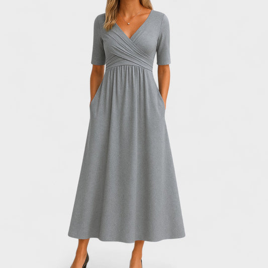 ALEXANDRA | PLEATED WRAP MIDI DRESS