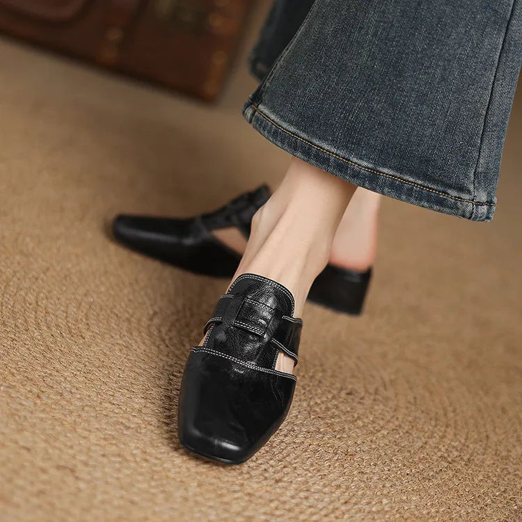 Anna Genuine Leather Mules