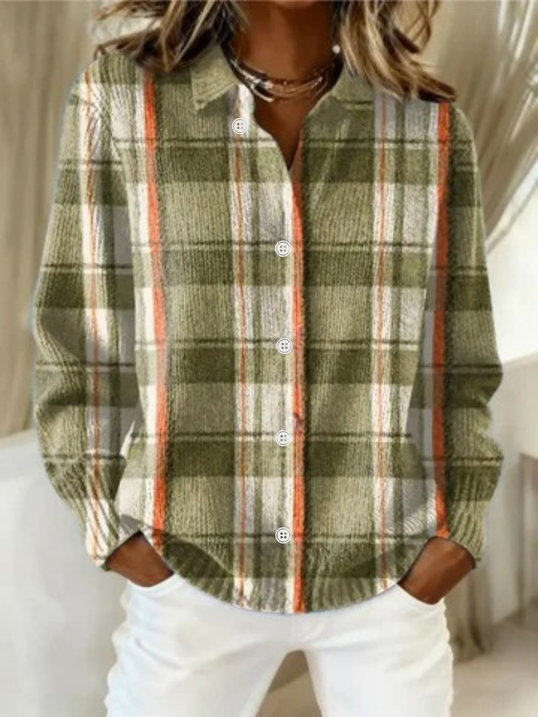 Zoey – Checked Hoodie Blouse