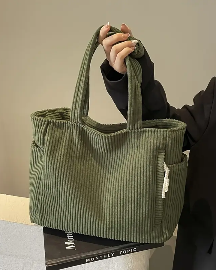 Evi | Ribbed Tote Bag with Cord Detail