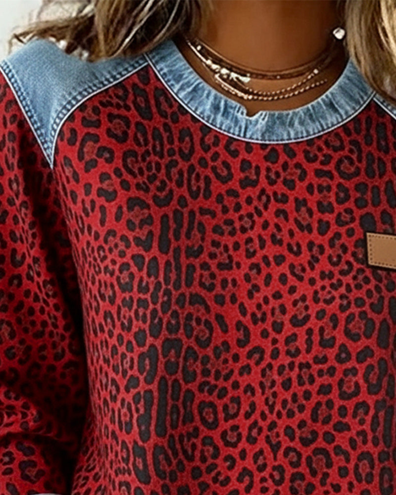 Tara | Leopard-Print Denim Sweatshirt