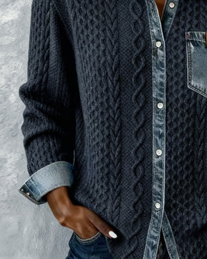 Peyton Shirt with Denim Patchwork