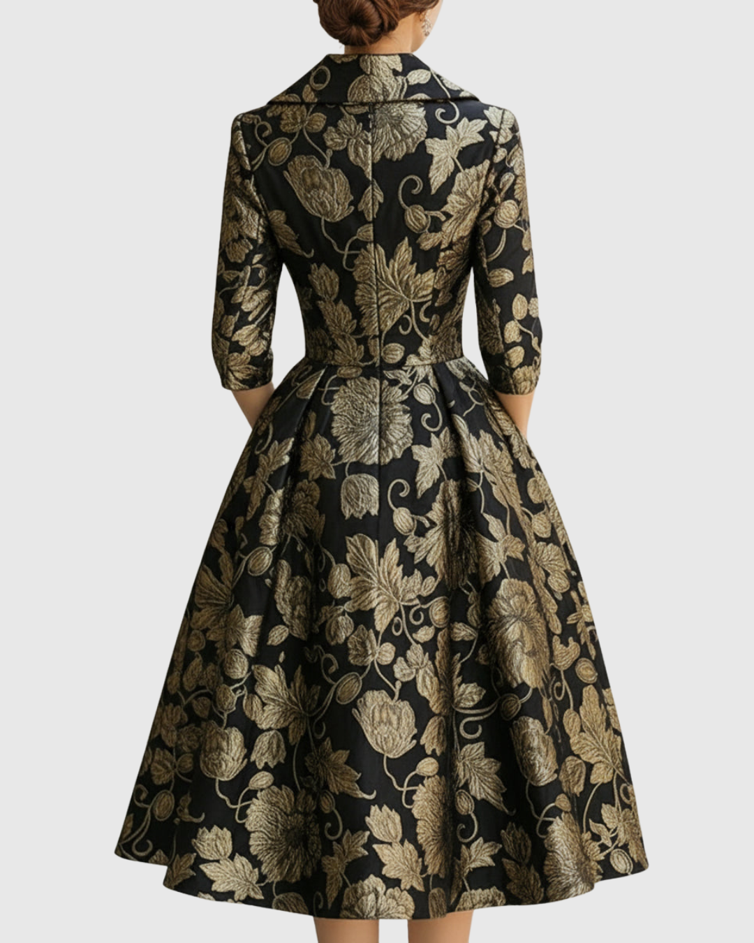 IRENE | GOLDEN FLORAL MIDI DRESS