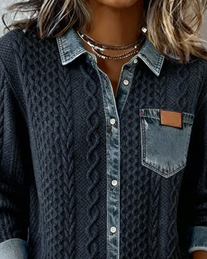 Peyton Shirt with Denim Patchwork