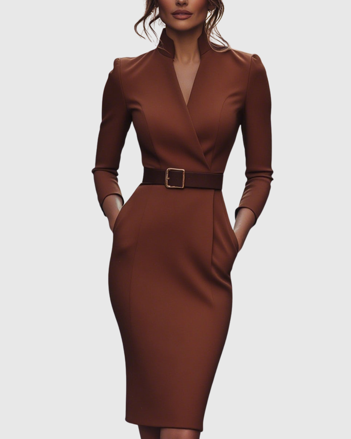 CLARA | BELTED PENCIL MIDI DRESS