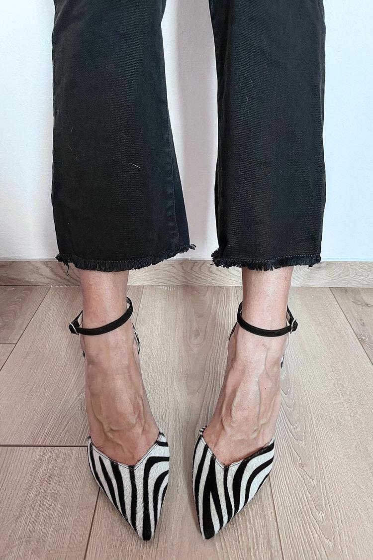 SADIE | ZEBRA PRINT PUMPS WITH ANKLE STRAP
