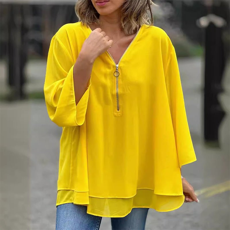 Natalie | Chiffon Zipper Blouse