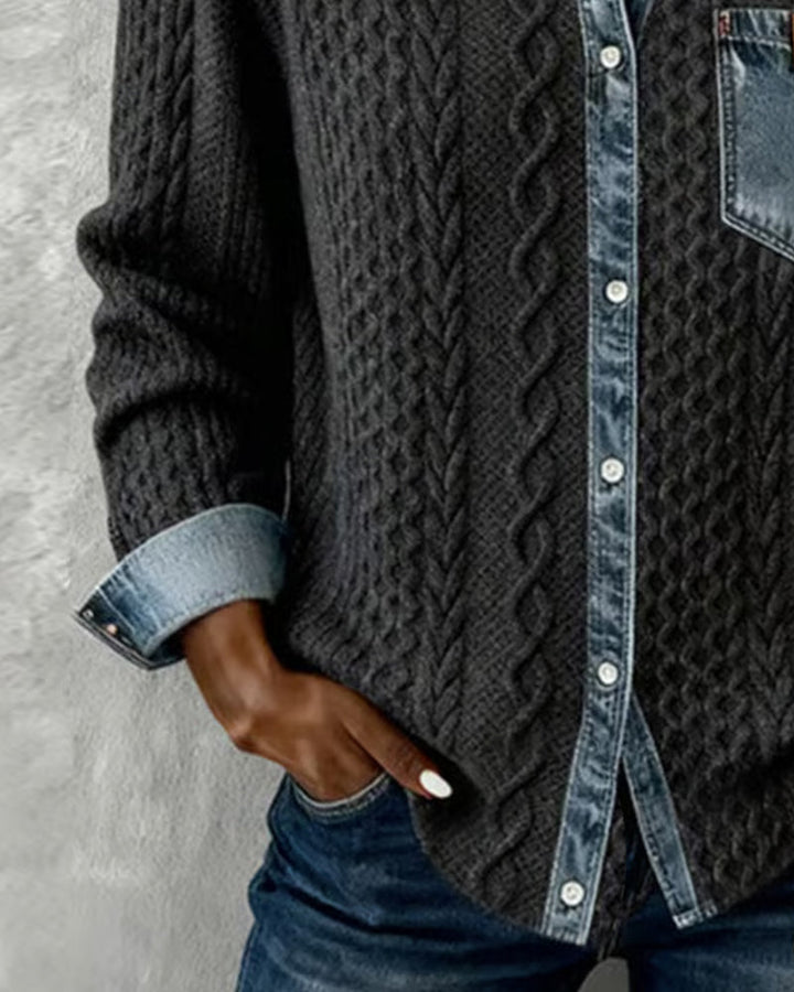 Peyton Shirt with Denim Patchwork