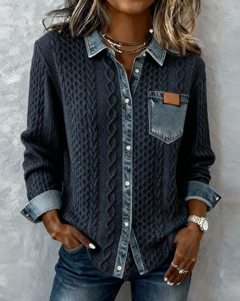 Peyton Shirt with Denim Patchwork