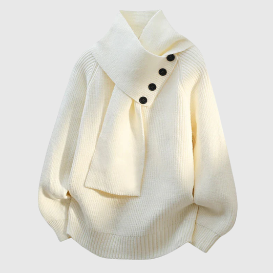 ARIELLE | DRAPED SCARF-NECK SWEATER