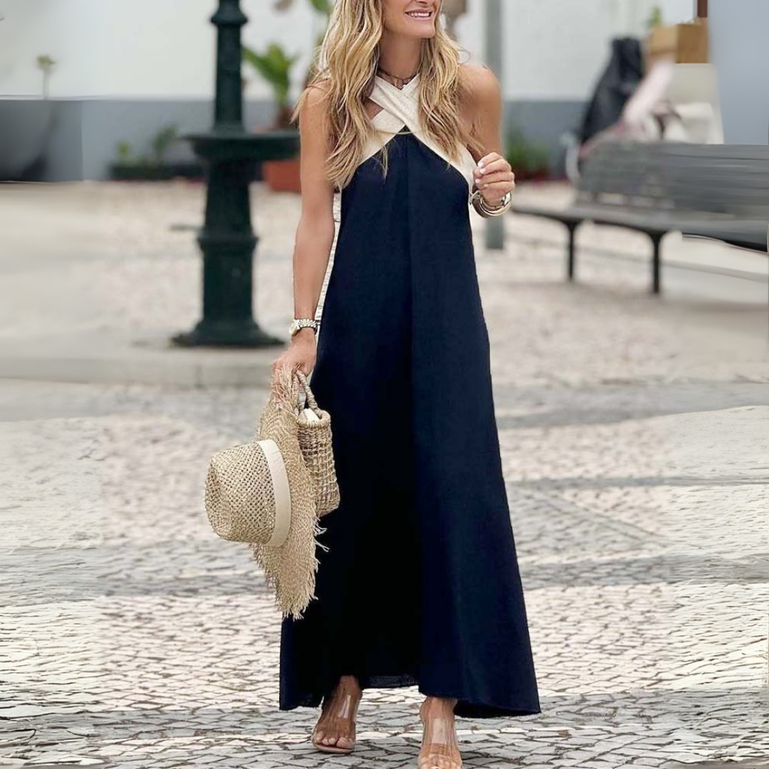 HALINA | CROSSOVER NECKLINE DRESS
