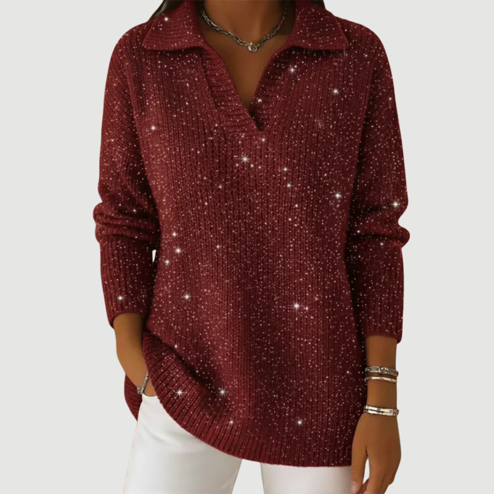 LIVIA | SPARKLING V-NECK SWEATER