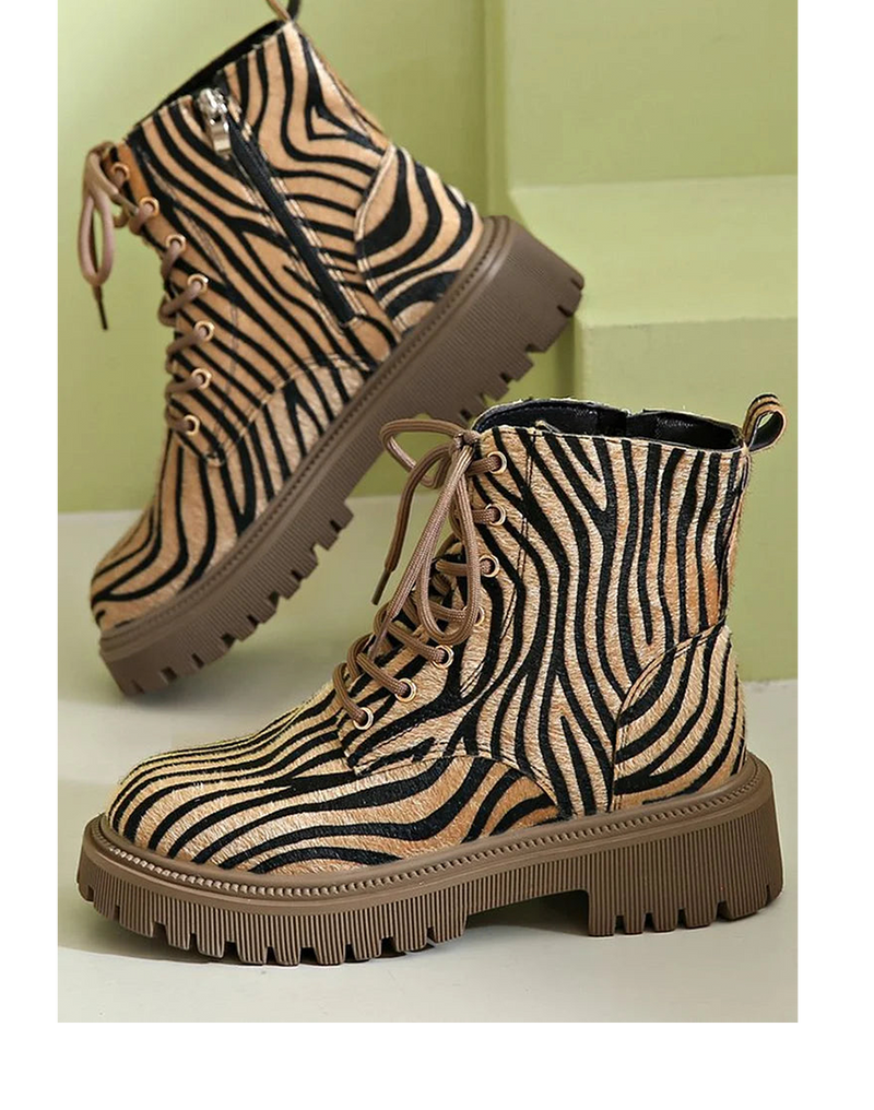 Sloane™ | Zebra Lace-Up Boots