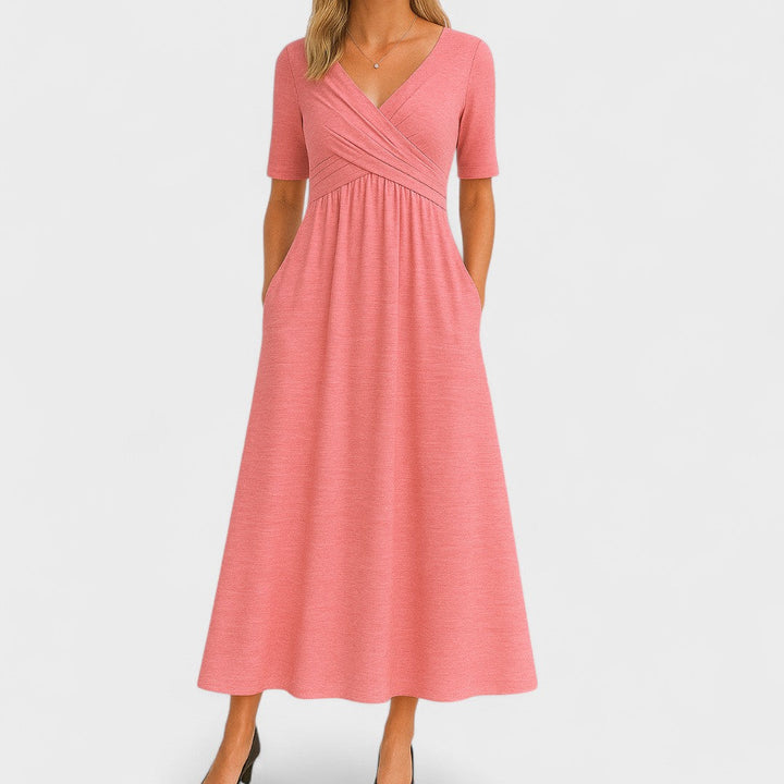 ALEXANDRA | PLEATED WRAP MIDI DRESS