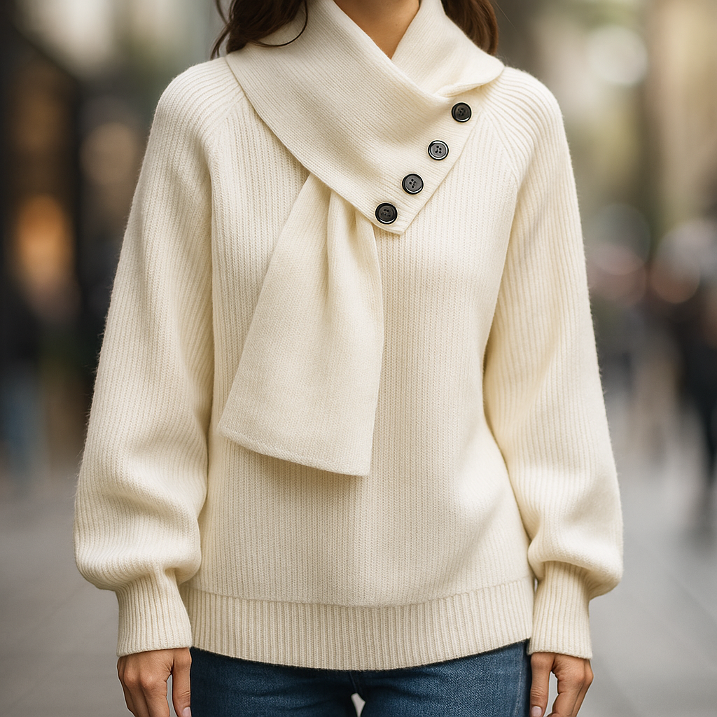 ARIELLE | DRAPED SCARF-NECK SWEATER
