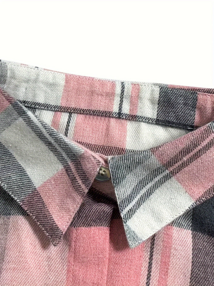 ELISA | PLAID BUTTON-UP BLOUSE