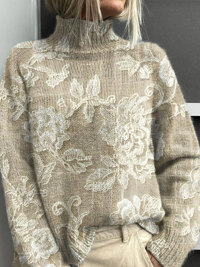 Ruby | Timeless Vintage Floral Turtleneck Sweater