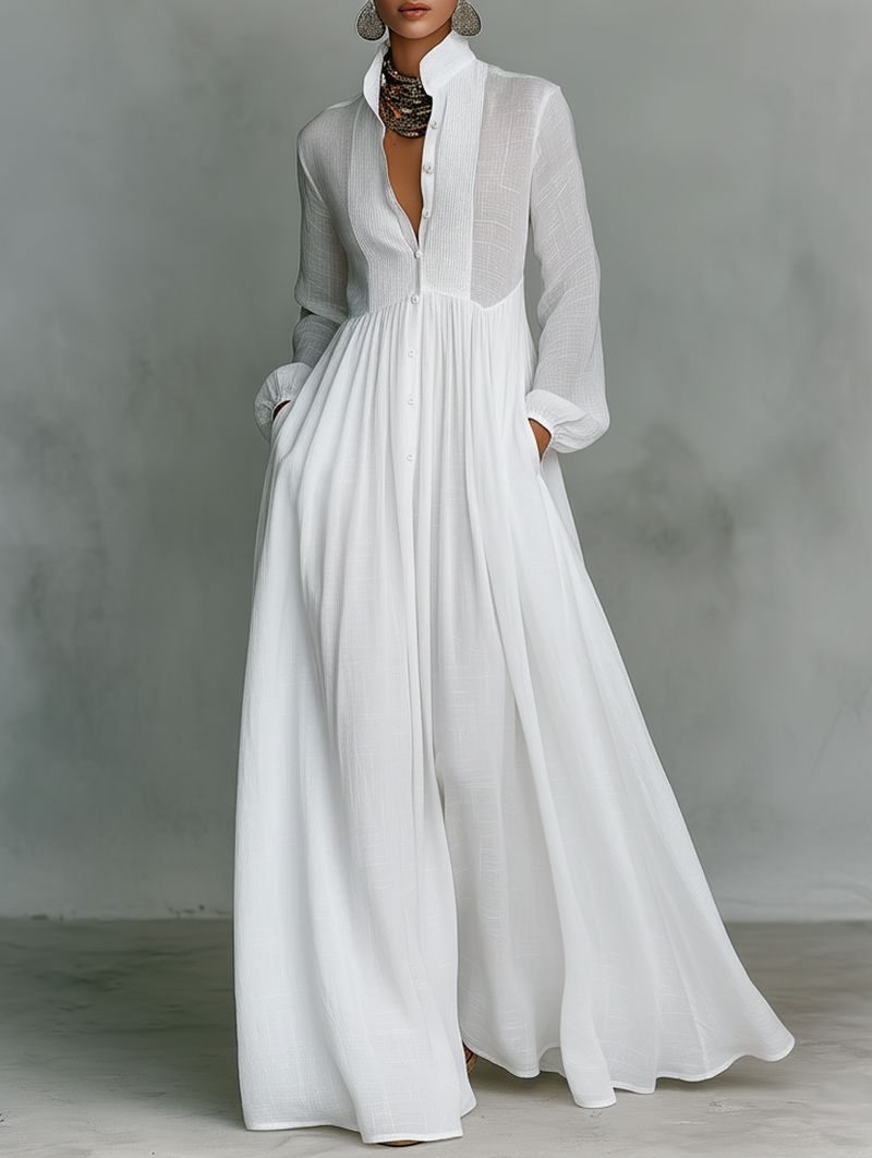 Sage | Flowing Button-Front Maxi Dress